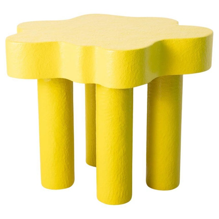 Table Appoint Design Table D'appoint Nuage Miuuod - Blanc Crème 50cm - Design Moderne Base Conique - Montage Facile Meuble Petit Espace Blanc