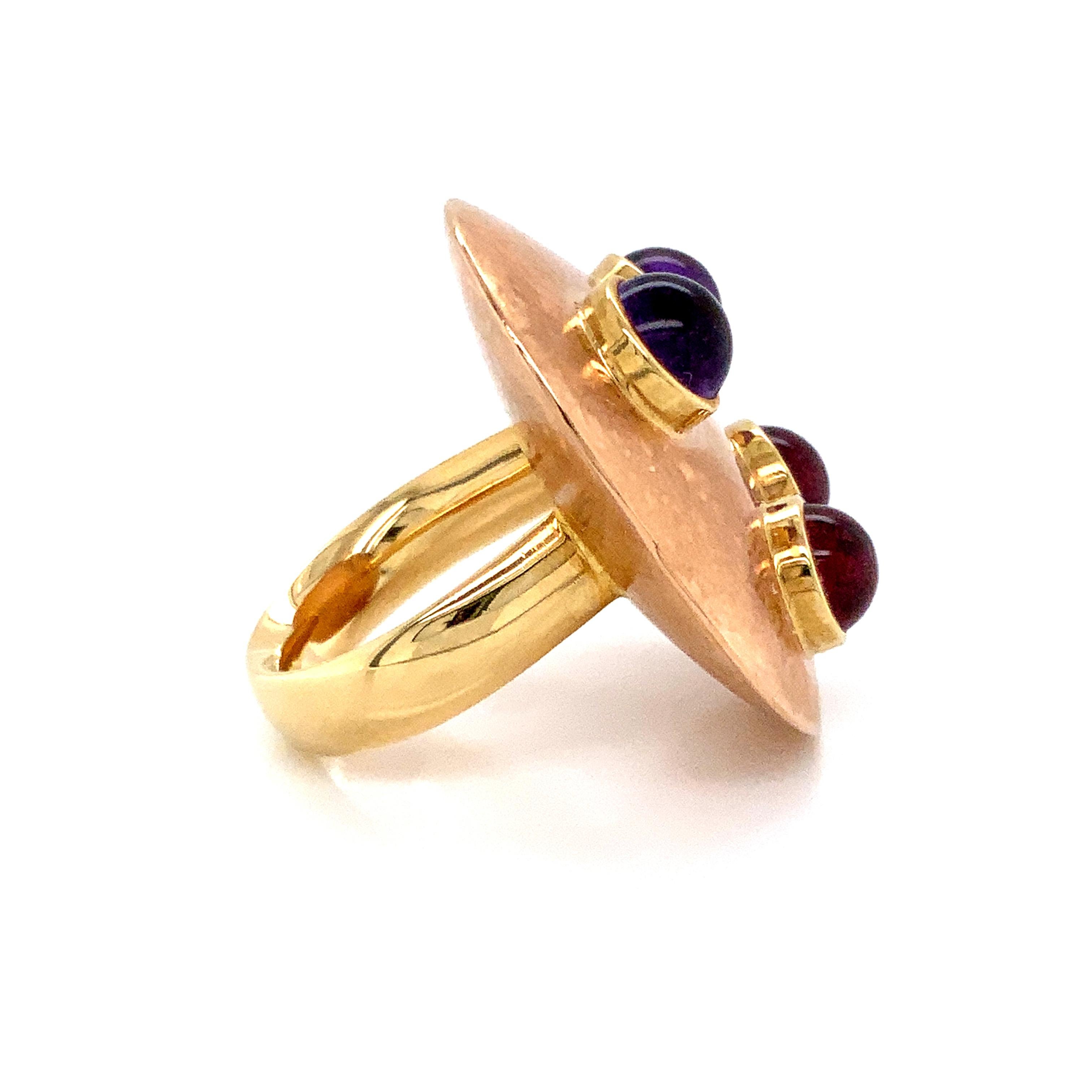 Round Cut Georg Spreng - Cloud Ring 18 Karat Red Gold lilac Amethysts and red Tourmalines For Sale