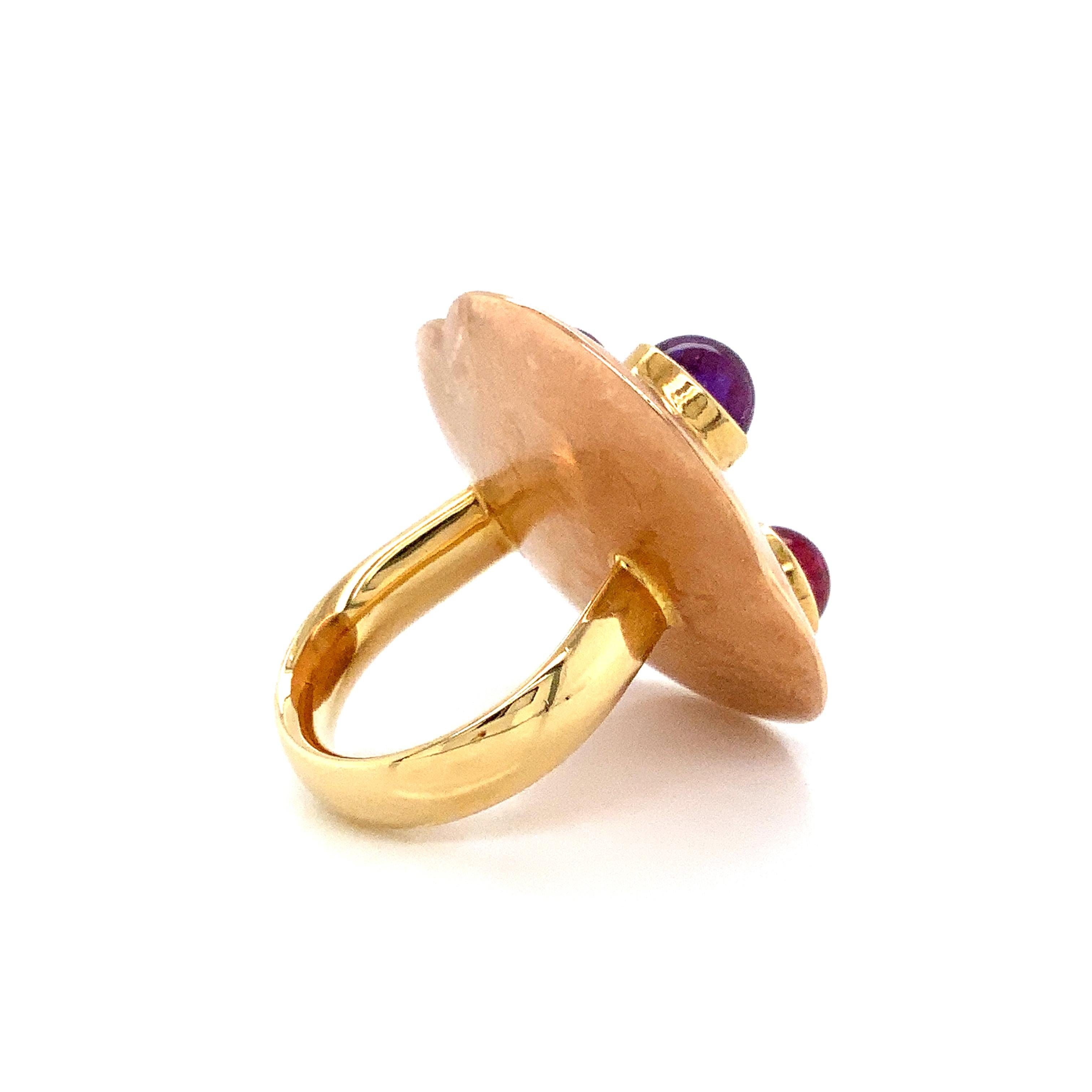 Georg Spreng - Cloud Ring 18 Karat Red Gold lilac Amethysts and red Tourmalines In New Condition For Sale In Waldstetten, DE