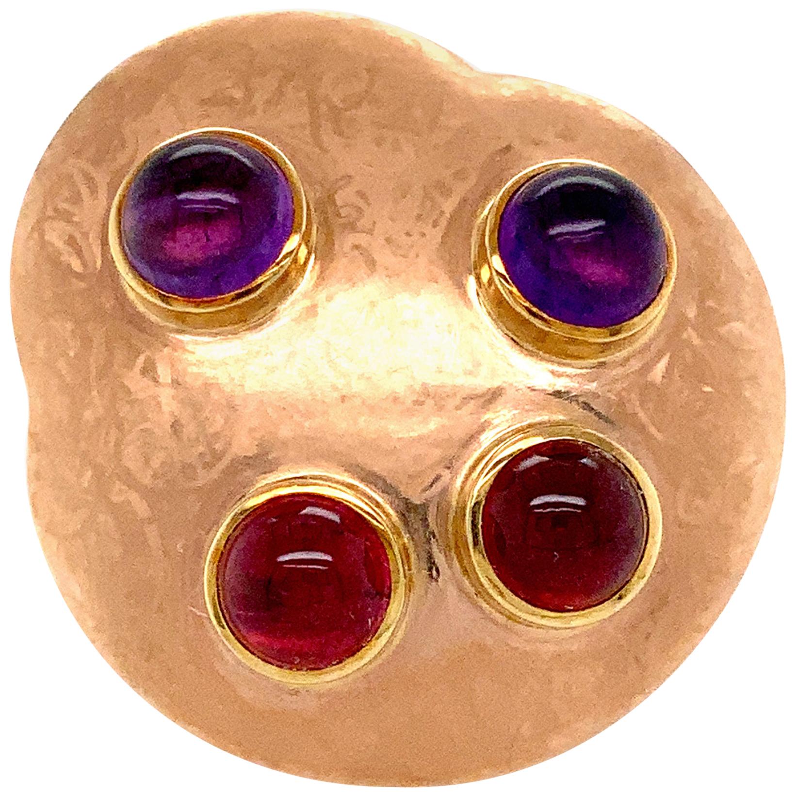 Georg Spreng - Cloud Ring 18 Karat Red Gold lilac Amethysts and red Tourmalines For Sale