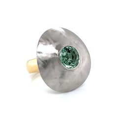 Georg Spreng - Cloud Ring Gold Platinum 950 with Round Mint Turquoise Tourmaline