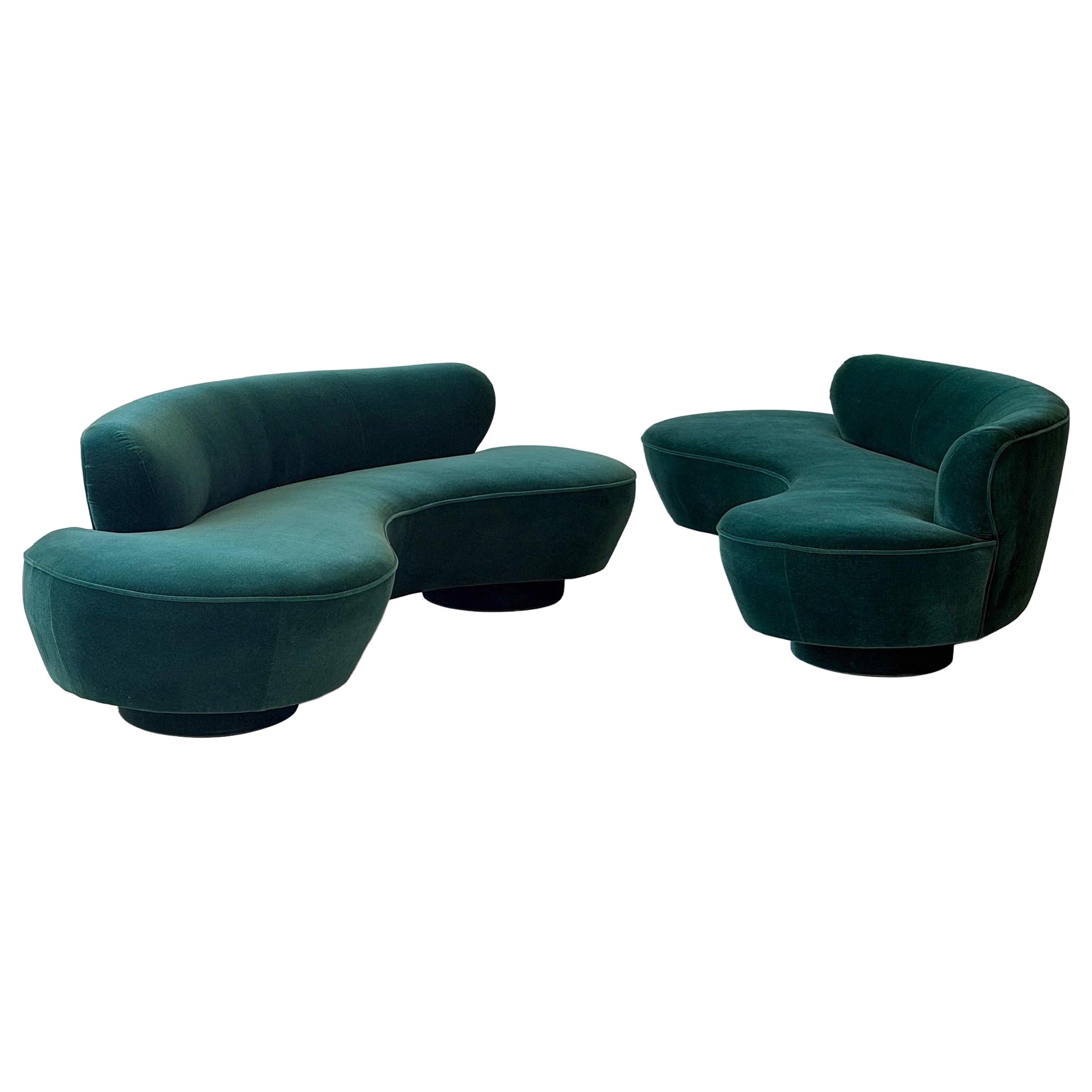 Cloud Serpentine Sofas by Vladimir Kagan for Directional in Mohair