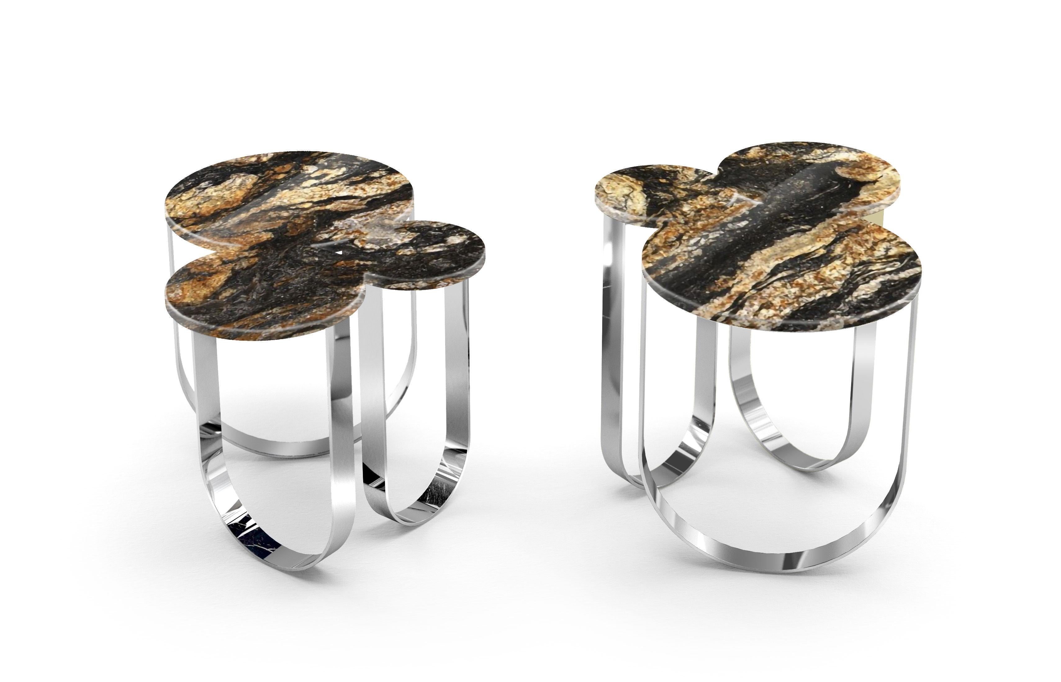 Mesa auxiliar Cloud de mármol y espejo de latón pulido by Barberini & Gunnell Otro en venta