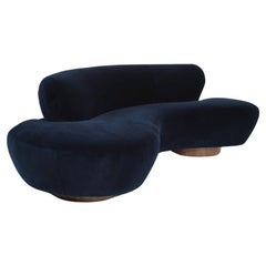 Cloud Sofa by Vladimir Kagan for Directional in Navy Blue Alpaca Velvet