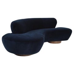 Cloud Sofa by Vladimir Kagan for Directional in Navy Blue Alpaca Velvet