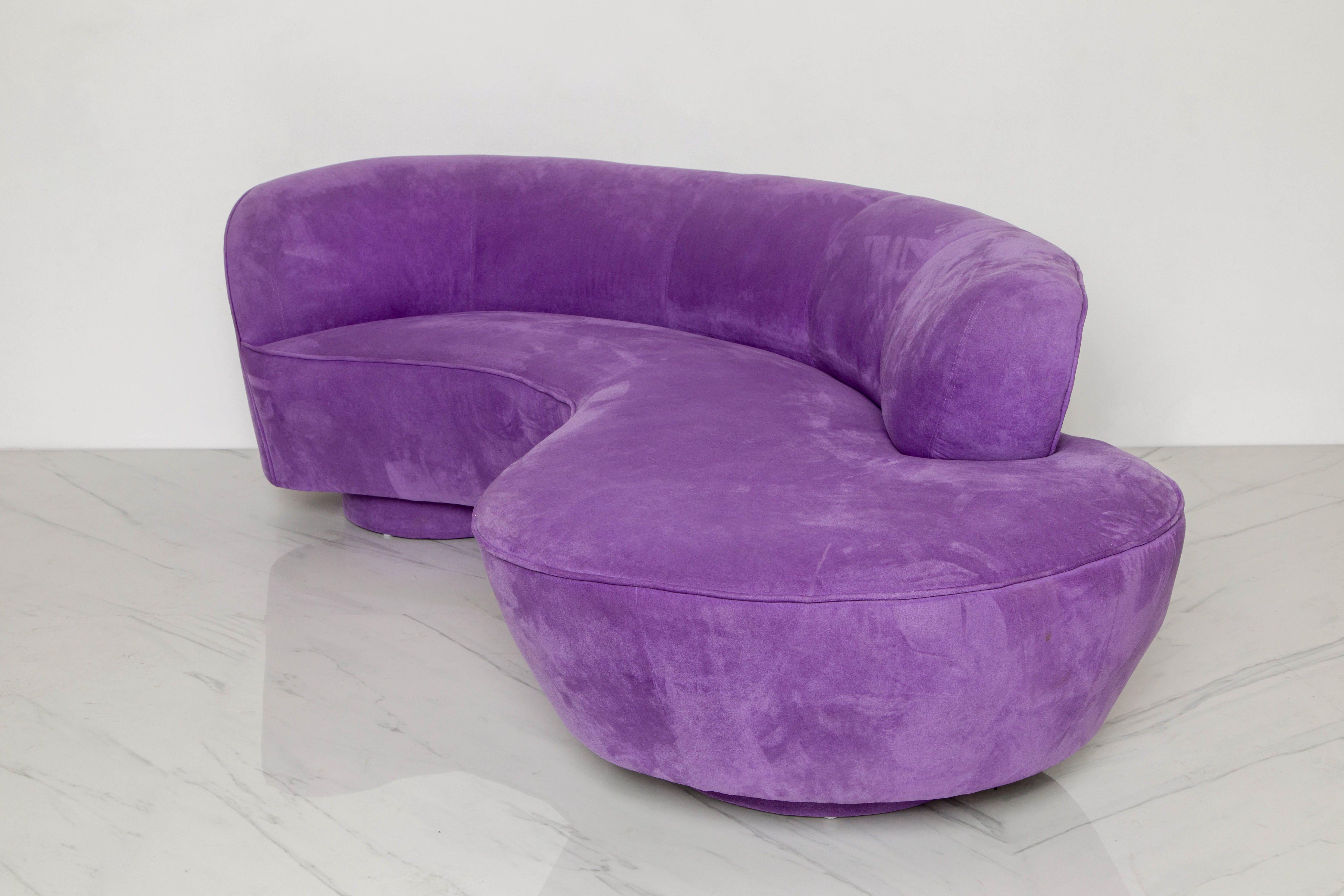 'Cloud' Sofa by Vladimir Kagan for Directional w Lucite Leg, 1980s, Signed 11