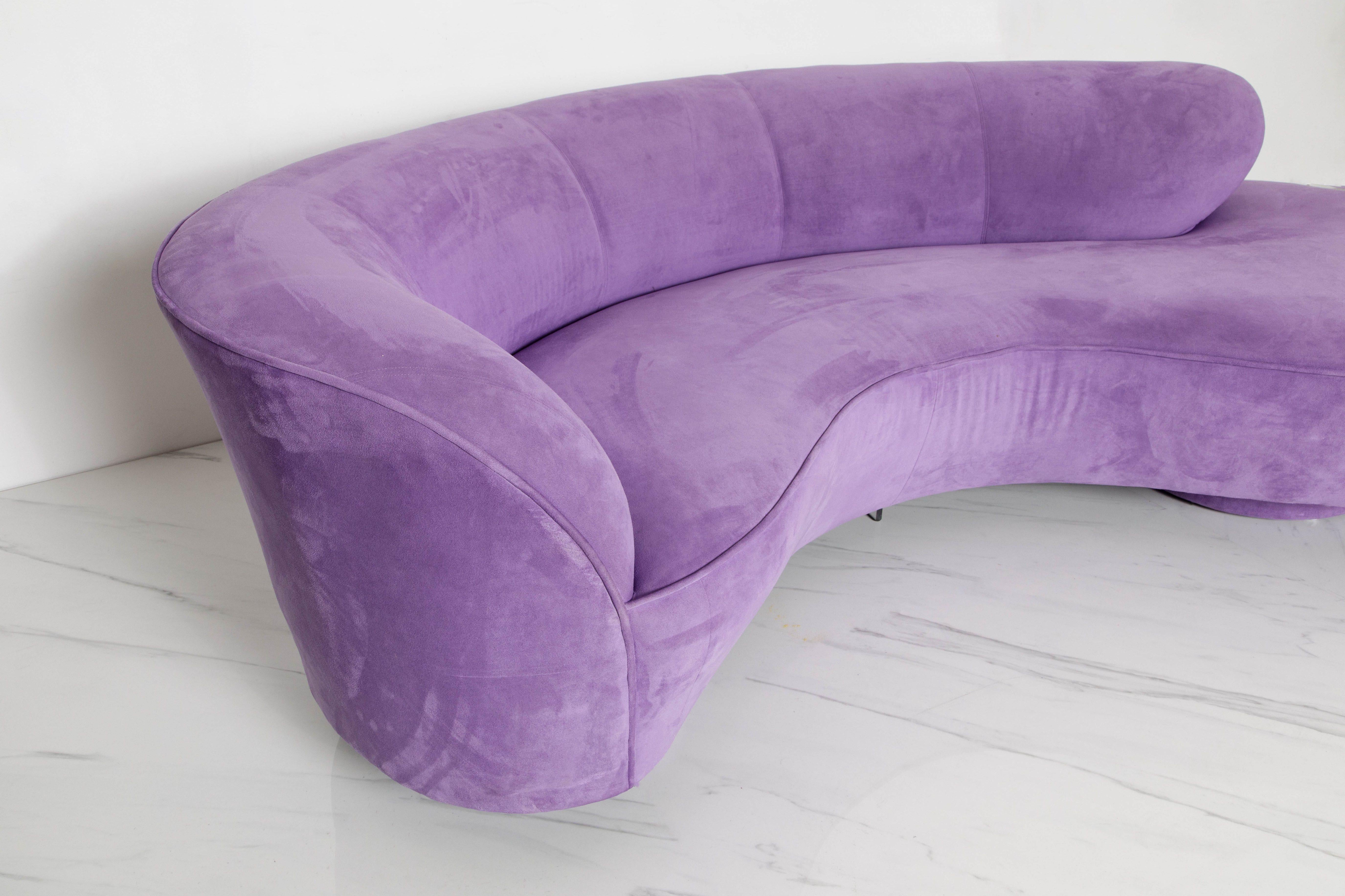Ultrasuede 'Cloud' Sofa by Vladimir Kagan for Directional w Lucite Leg, 1980s, Signed