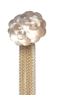 Cloud Tassel 18 Karat Yellow Gold Smoky Quartz White Diamonds Earrings