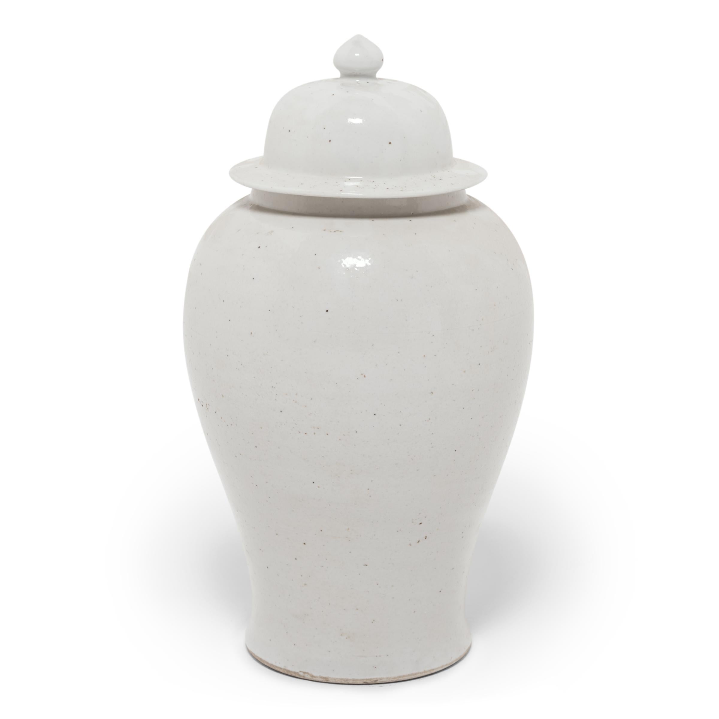 Minimalist Chinese White Glazed Baluster Jar For Sale