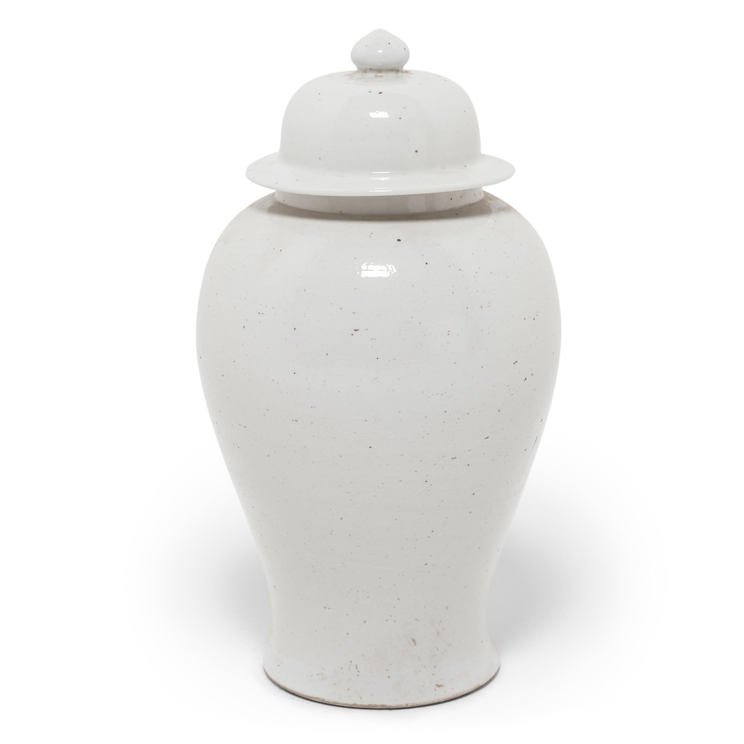 Minimalist White Glazed Chinese Baluster Jar For Sale