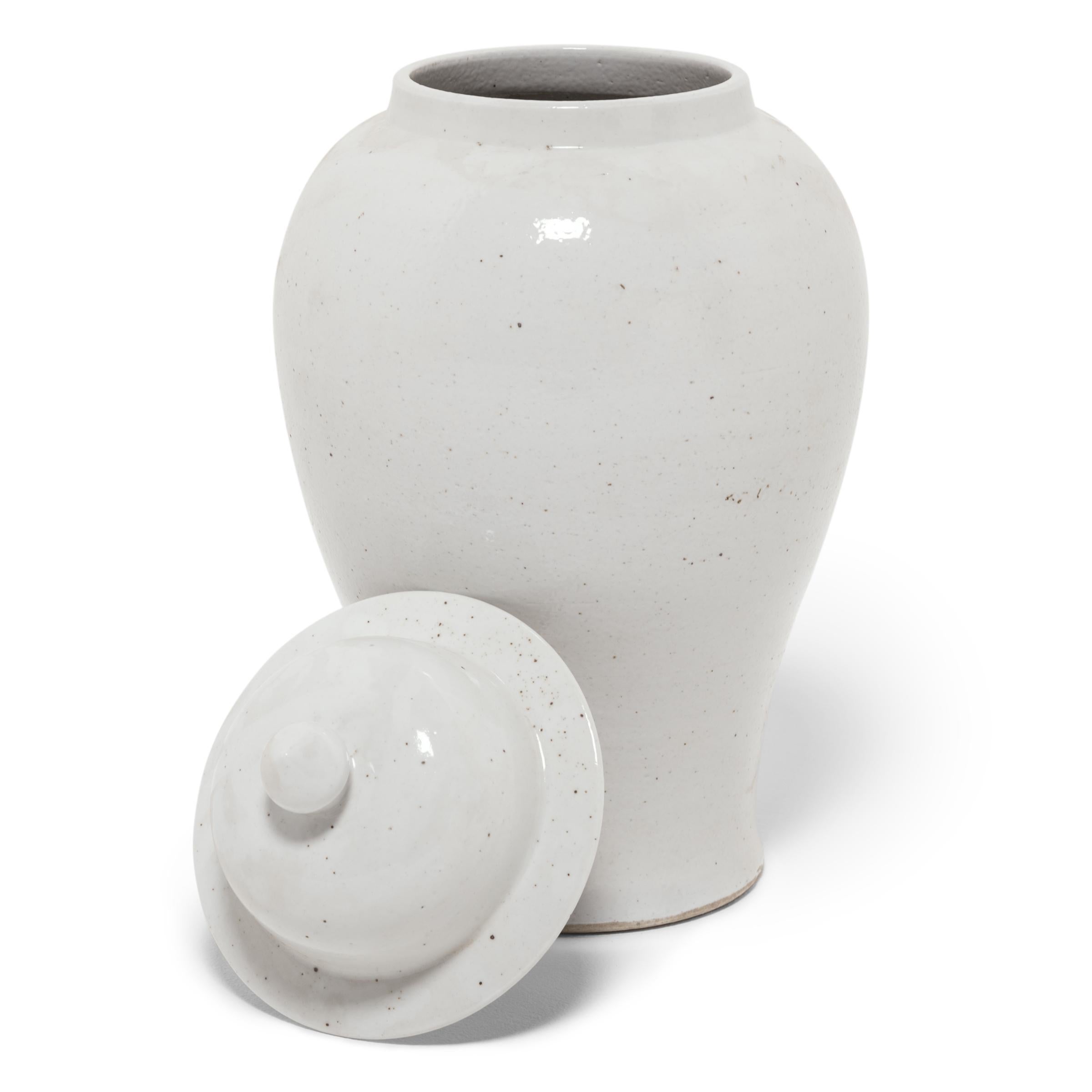 Contemporary Chinese White Glazed Baluster Jar For Sale