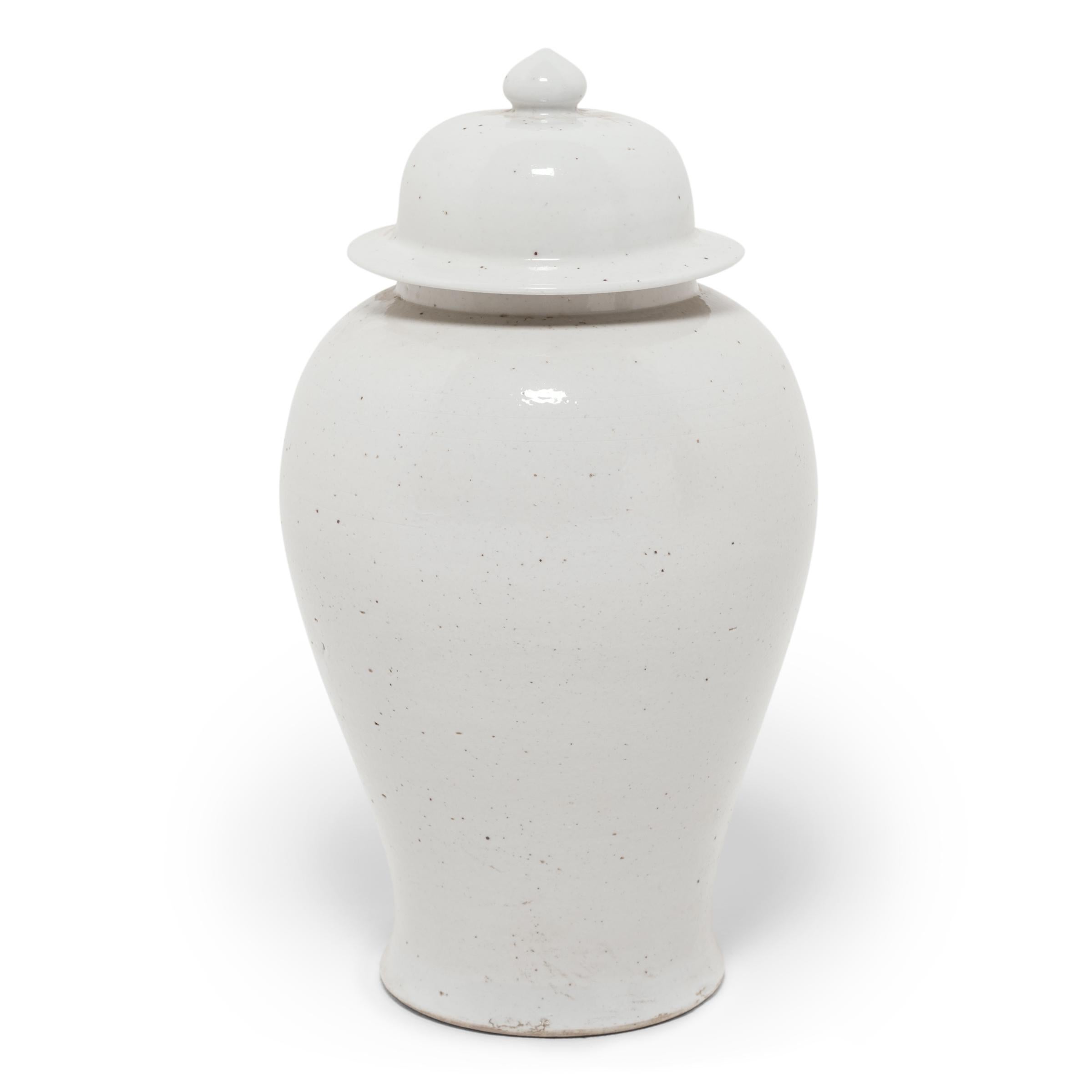 Contemporary White Glazed Chinese Baluster Jar For Sale