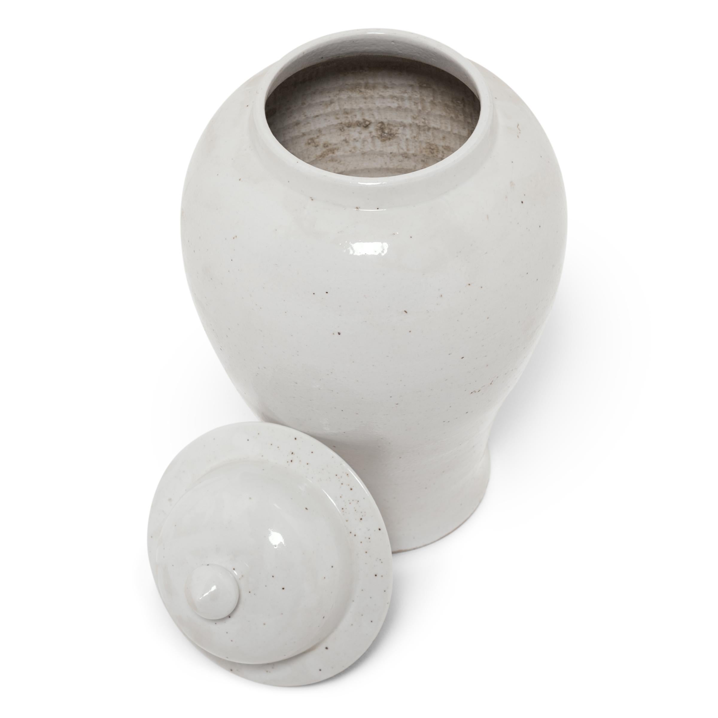 Porcelain Chinese White Glazed Baluster Jar For Sale