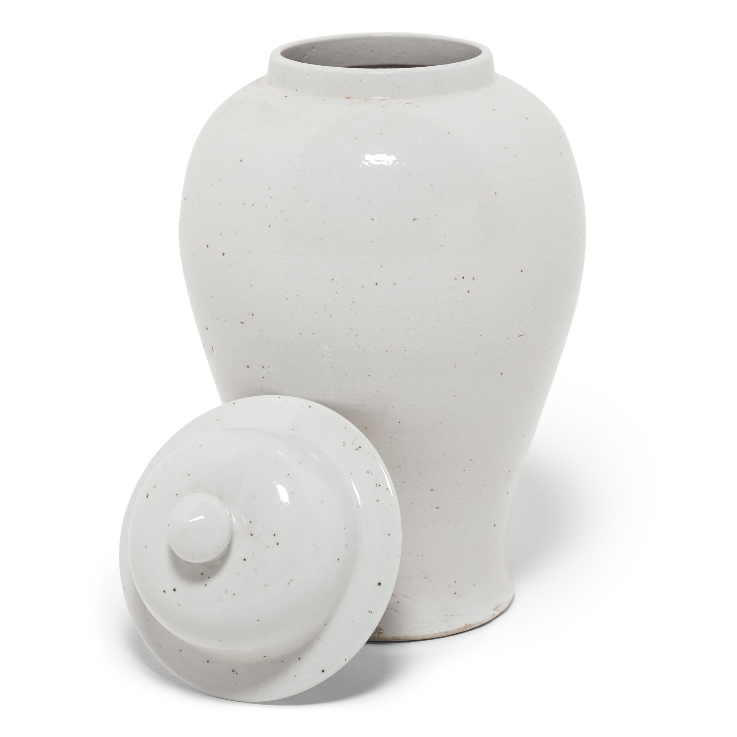 Porcelain White Glazed Chinese Baluster Jar For Sale