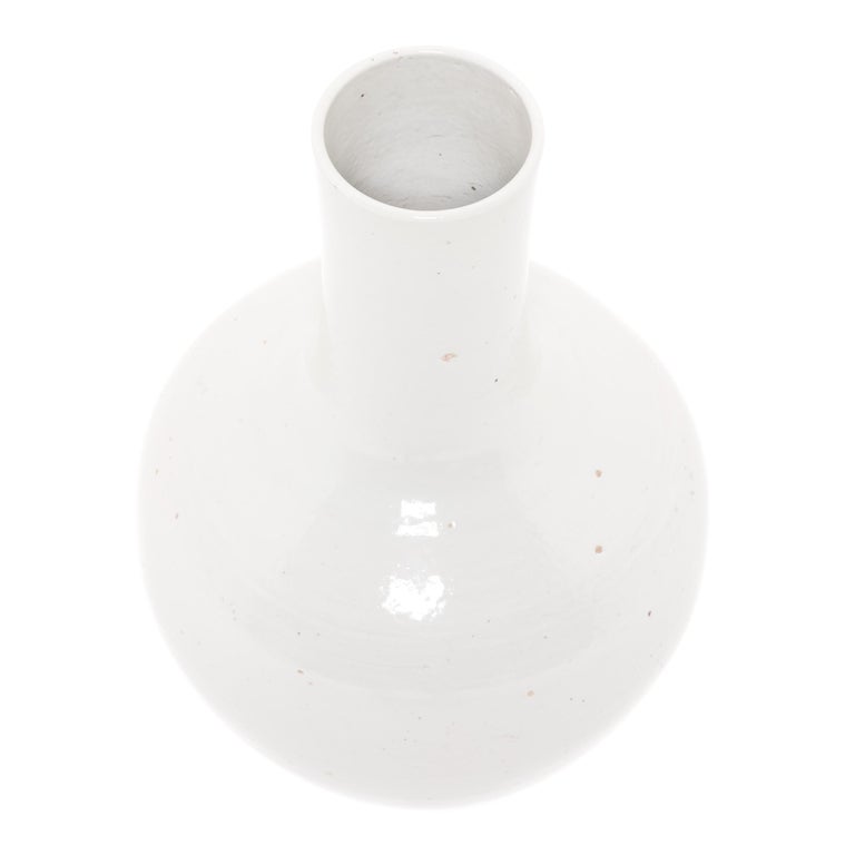 Glazed Cloud White Double Bottleneck Vase For Sale