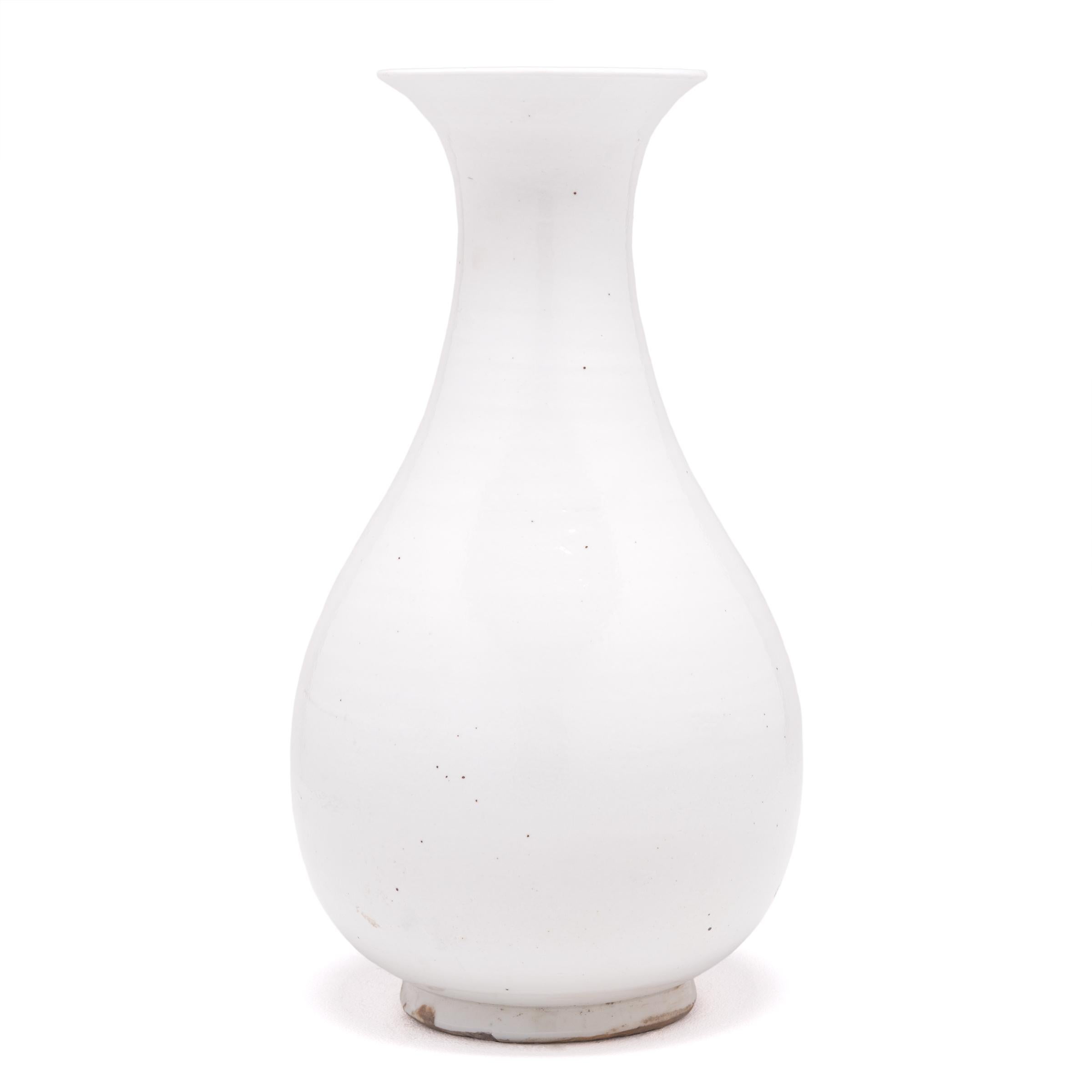 Minimalist White Glazed Chinese Pear Vase For Sale