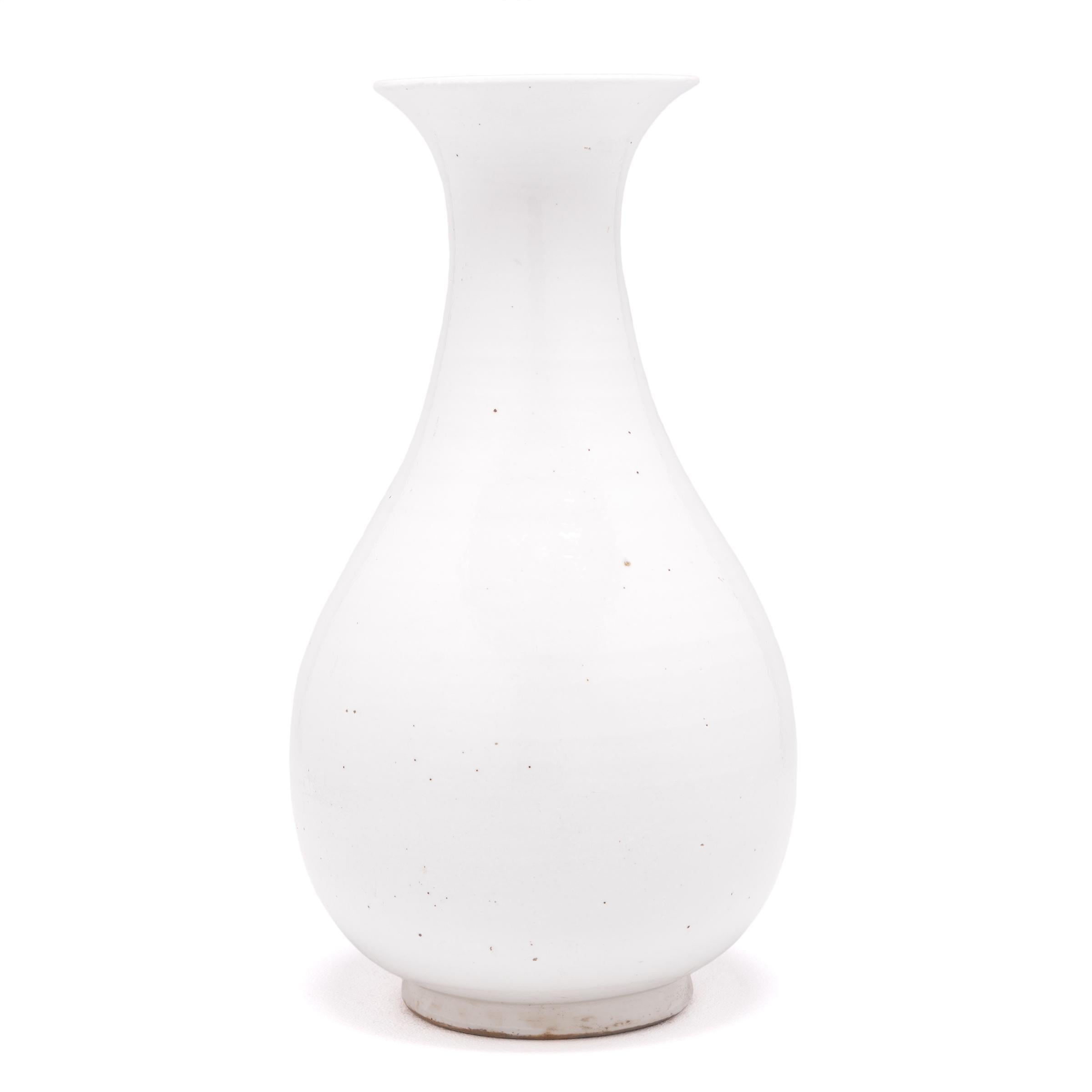 Contemporary White Glazed Chinese Pear Vase For Sale