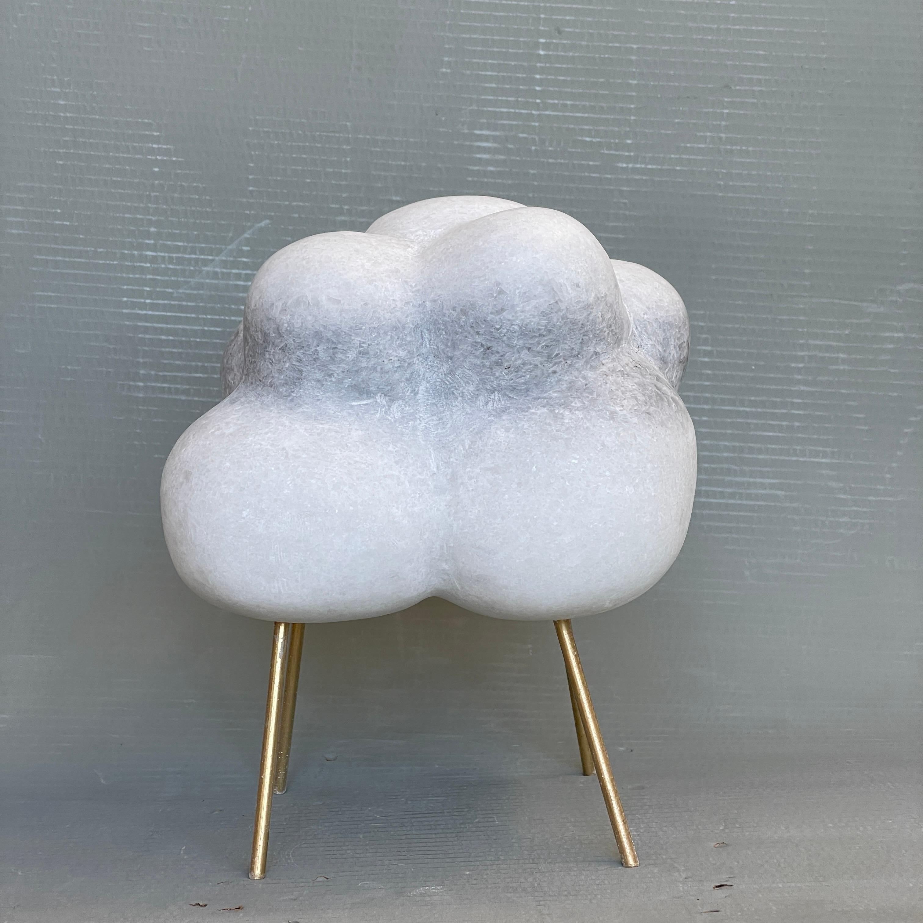Post-Modern Cloud with Bronze Sticks Marble Sculpture by Tom Von Kaenel For Sale