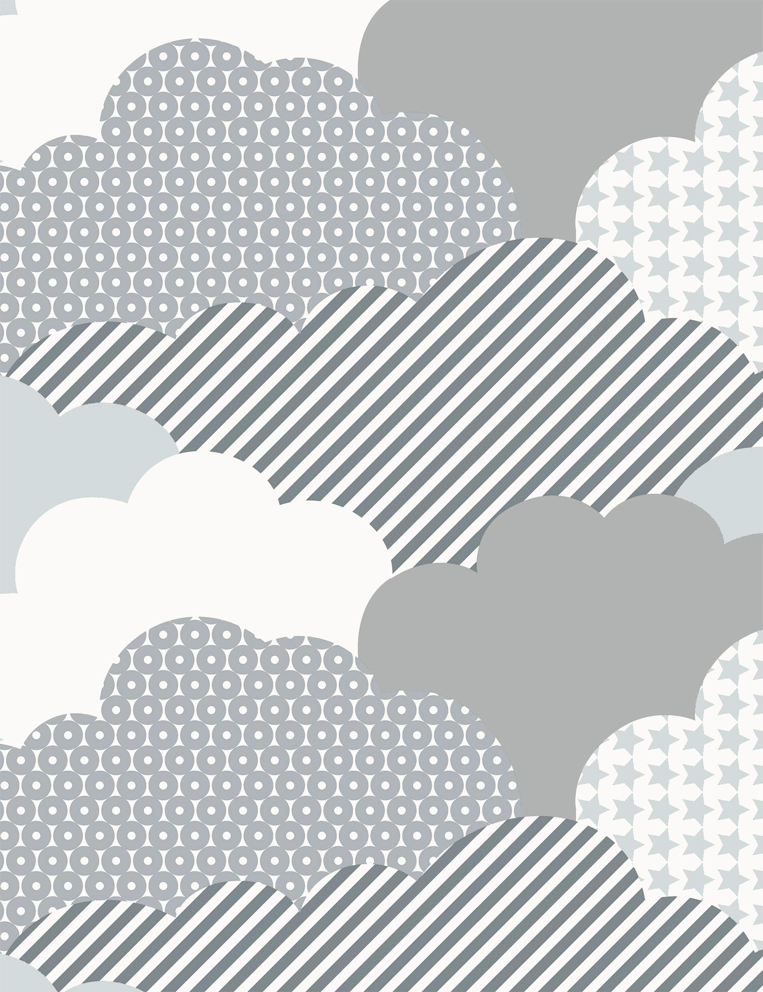 Clouds Designer-Tapete in Sturm 'Kohlegrau, Anthrazit und Weiß' im Zustand „Neu“ im Angebot in Brooklyn, NY