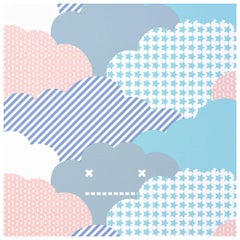 Clouds Designer-Tapete in Sonnenschein 'Purple, Peach, Aqua, Grau und Weiß'
