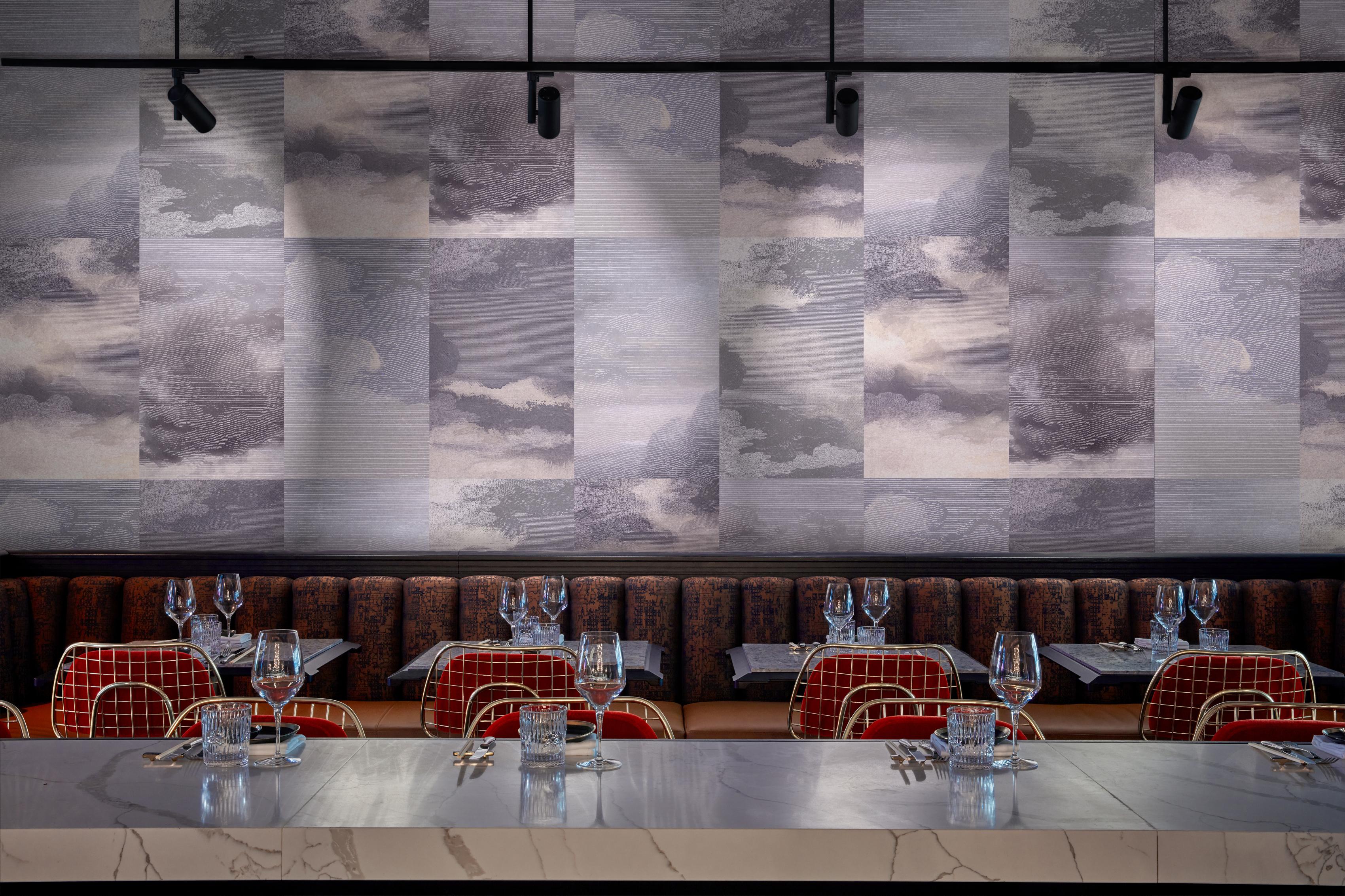 Dutch Colonial Clouds in Blue Sky Wallpaper: Dutch Sky Dusk Violet For Sale