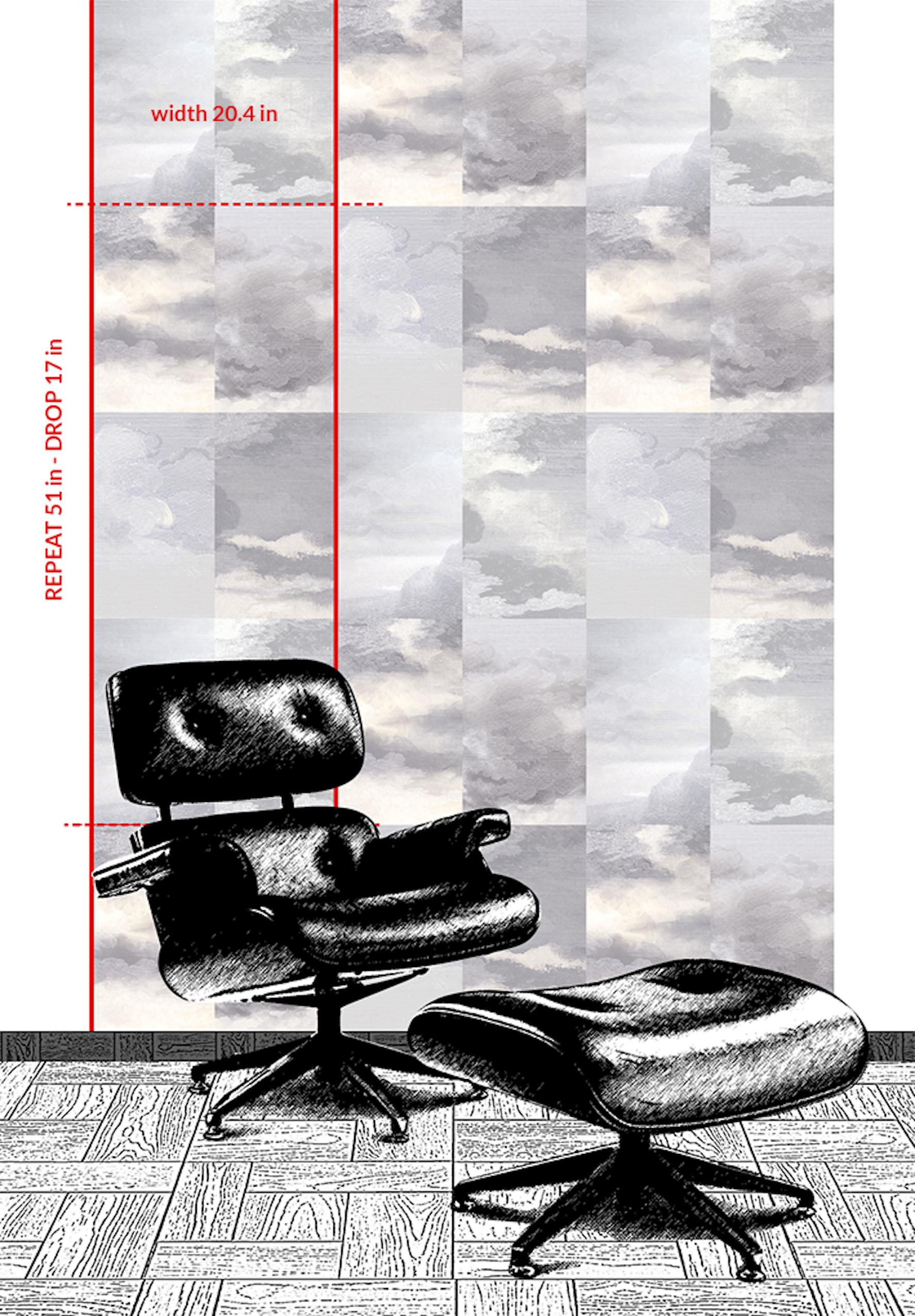 Clouds in Blue Sky Wallpaper: Dutch Sky Dusk Violet In New Condition For Sale In AMSTERDAM, NH