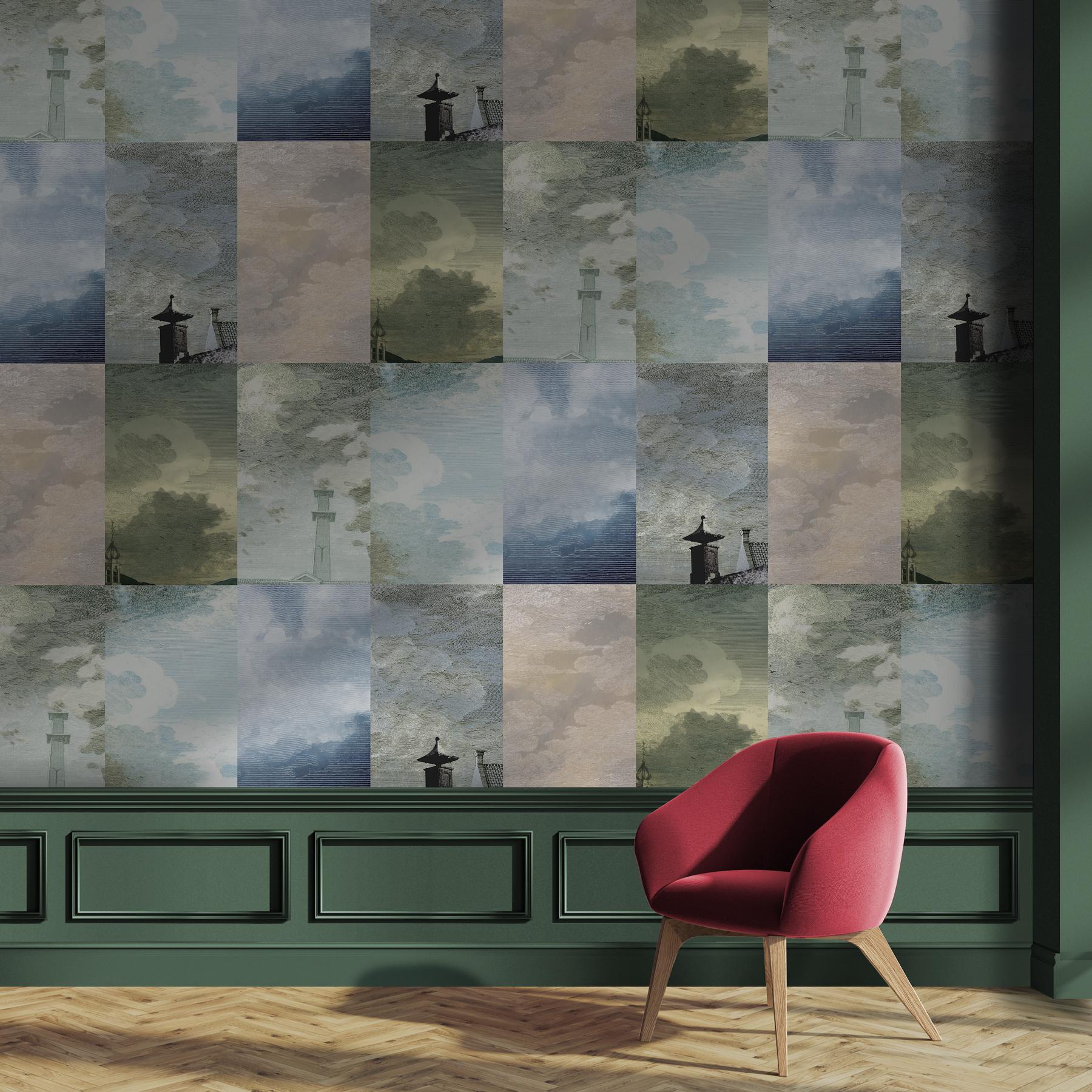Coloniale olandese Nuvole nel cielo azzurro Wallpaper: Cielo olandese grigio tempesta in vendita