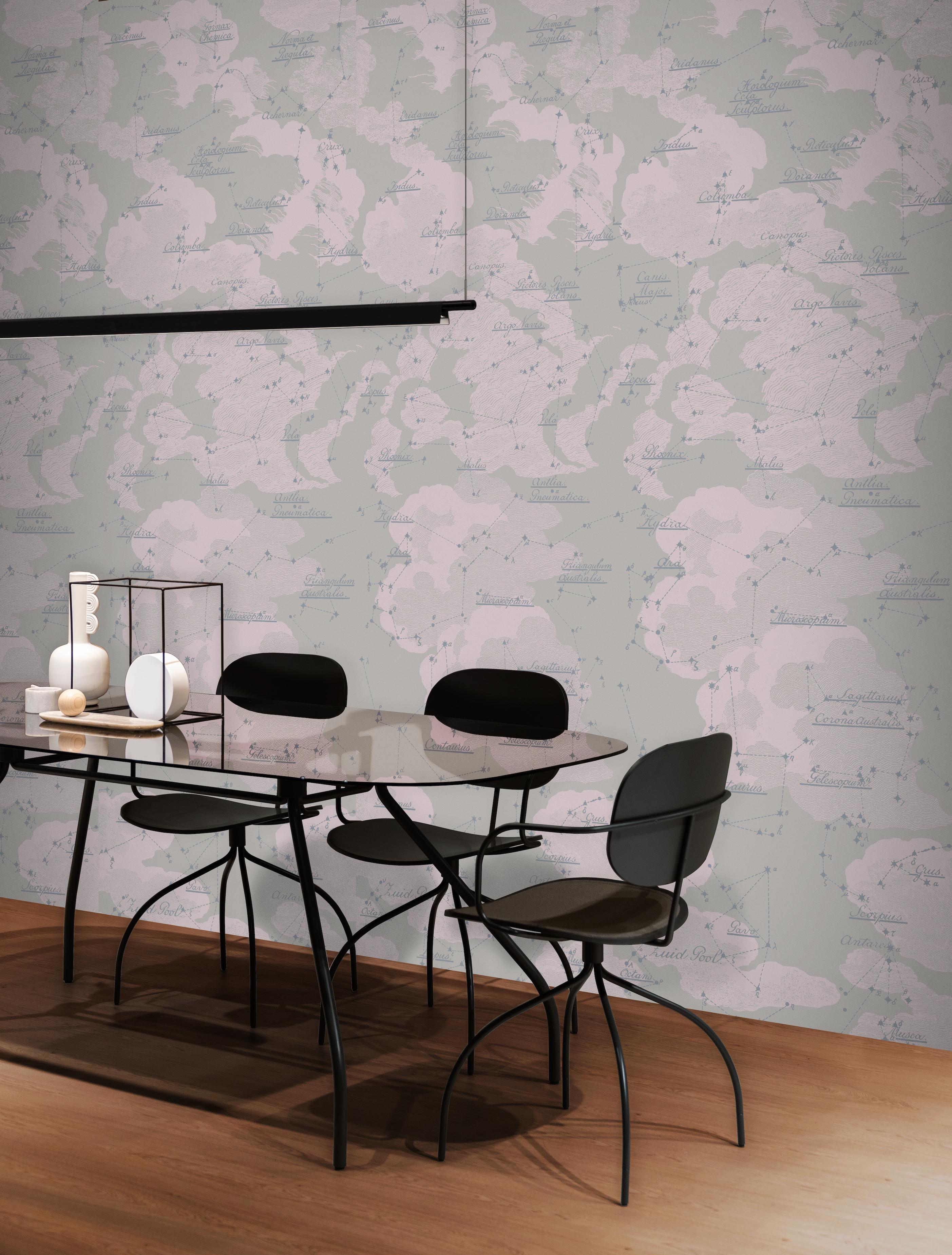Dutch Colonial Clouds in Starry Sky Wallpaper: Night Sky Pink Light For Sale