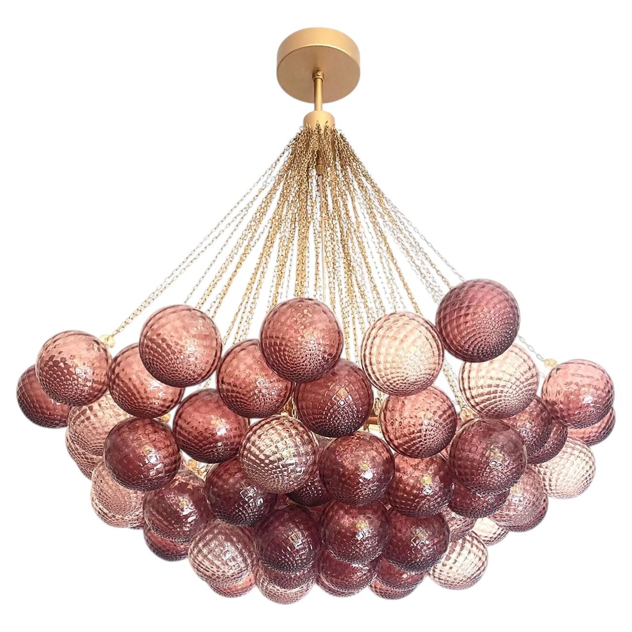 Clouds of Balloton Spheres Kronleuchter aus lila Glas im Angebot