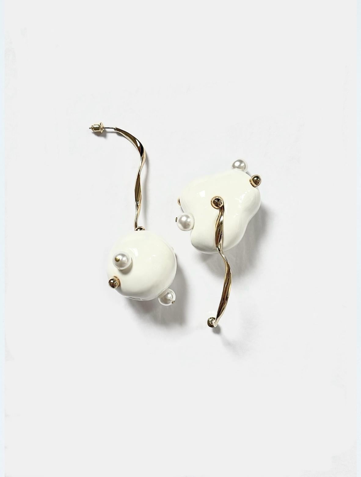 Women's or Men's CLOUDS Sculpted Stamp Earrings For Sale