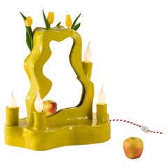Clouds Series - Handcrafted Yellow Glazed Ceramic Illuminated Console Mirror