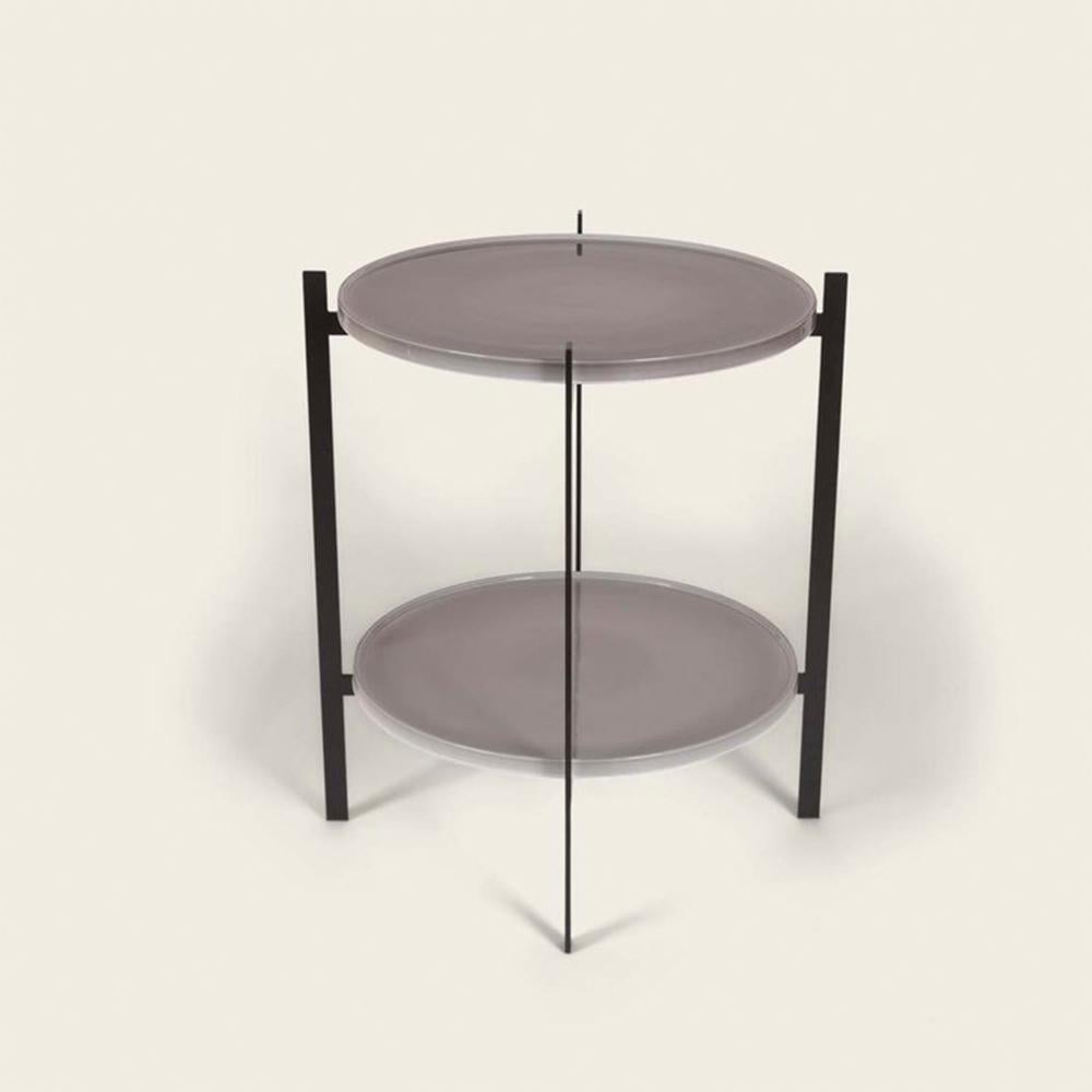Cloudy Grey Porcelain Deck Table by OxDenmarq
Dimensions: D 57 x W 57 x H 67 cm
Materials: Steel, Porcelain
Also Available: Different tray conbinations available,

OX DENMARQ is a Danish design brand aspiring to make beautiful handmade
