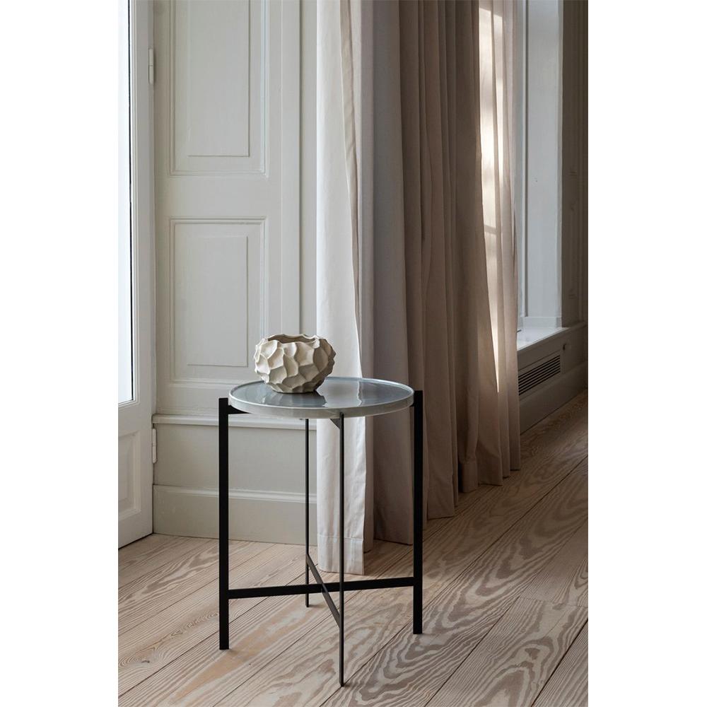 Post-Modern Cloudy Grey Porcelain Small Deck Table by OxDenmarq