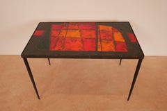 Cloutier Brothers Red enameled Lava Tile Coffee Table