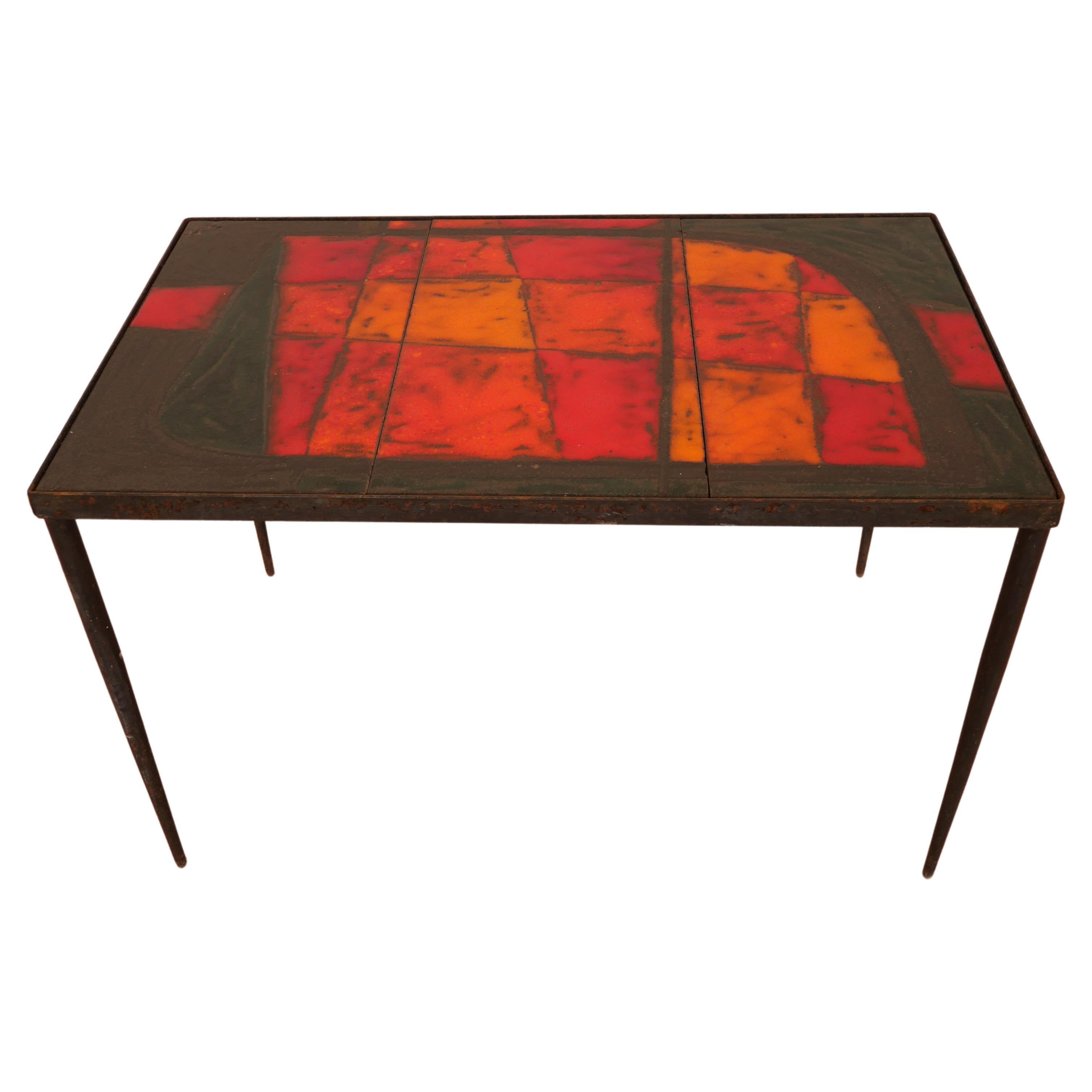 Cloutier Brothers Red enameled Lava Tile Coffee Table