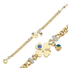 Kleeblatt- und Evil Eye Charm-Armband