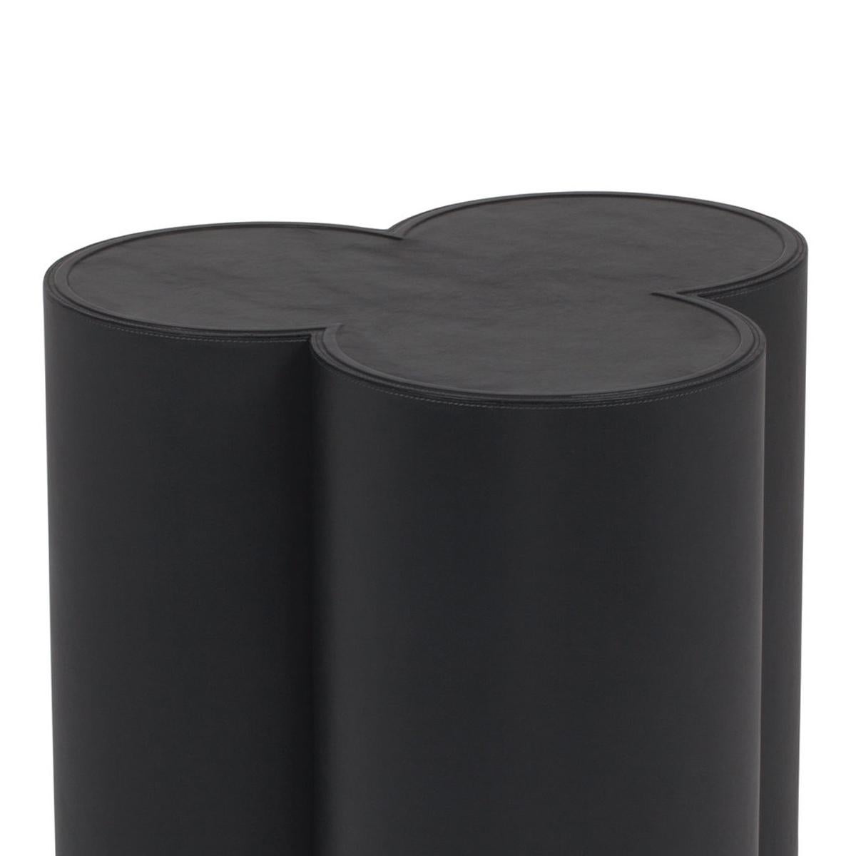 Stool Clover Black with wooden structure covered with
High quality genuine italian leather in black color. 
Also available with other leather on request.