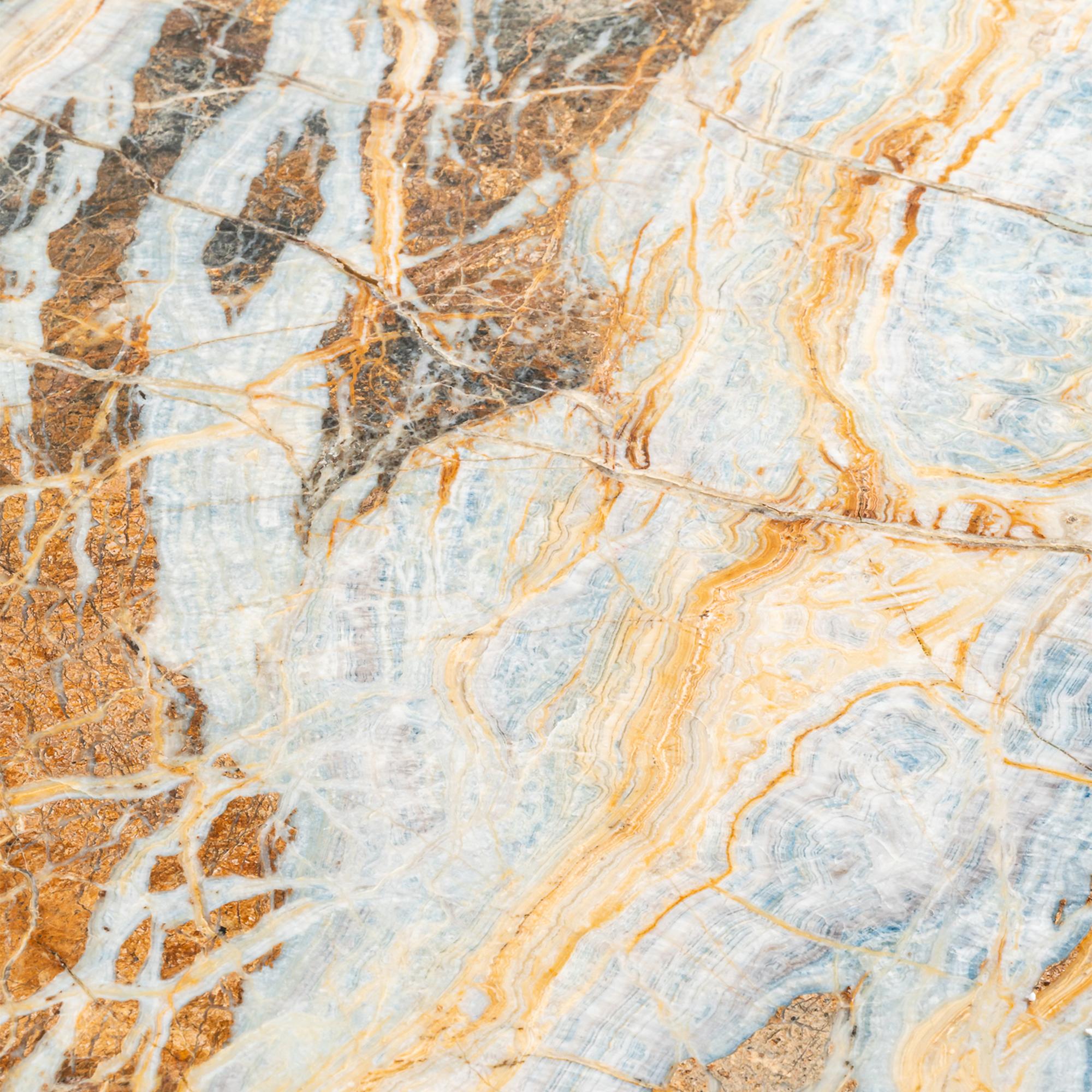 Contemporary Clover Blue Jeans Solid Marble Bar Table For Sale