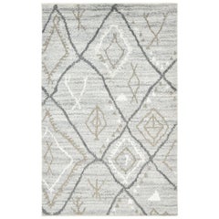 Clover, Bohemian Moroccan Hand Knotted Area Rug, Pewter