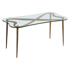 Clover Brass + Glass Coffee Table, Italy 20th Century
