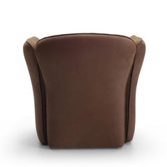 Fauteuil Clover en cuir et textile marron