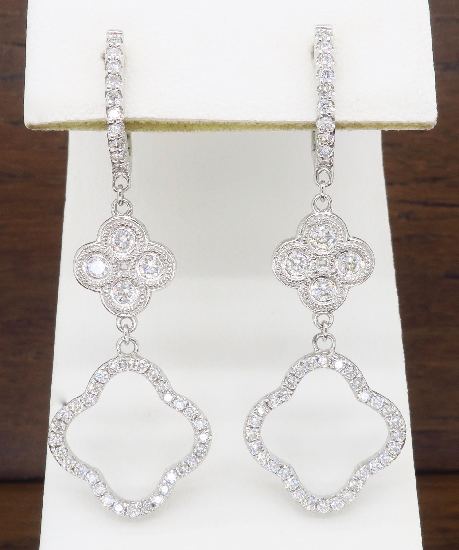 Clover Diamond Chandelier Drop Earrings 1