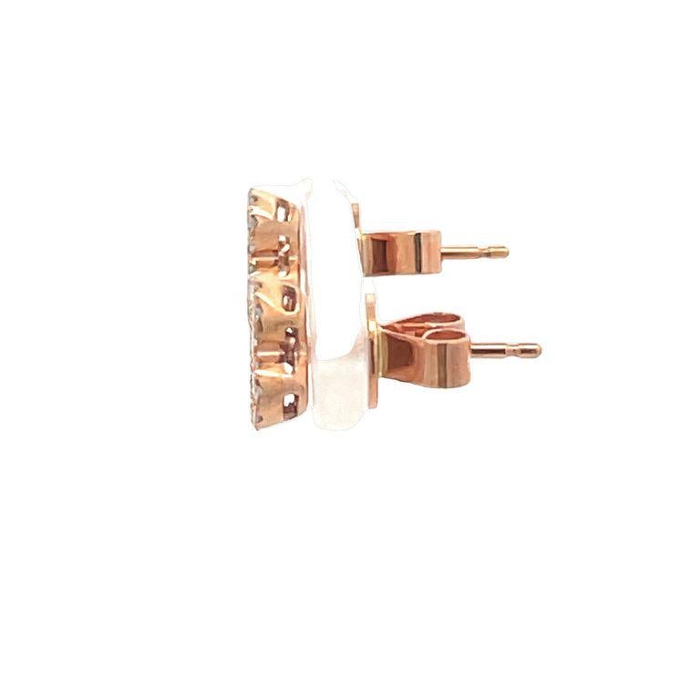 Modern Clover Diamond Earring 0.75 Carat in 14k Rose Gold For Sale