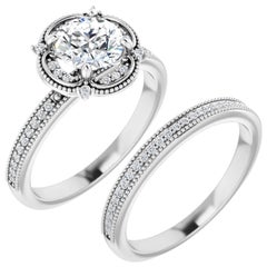 Clover Diamond Halo Moissanite Engagement Ring 18 Karat White Gold 4.26 Carat