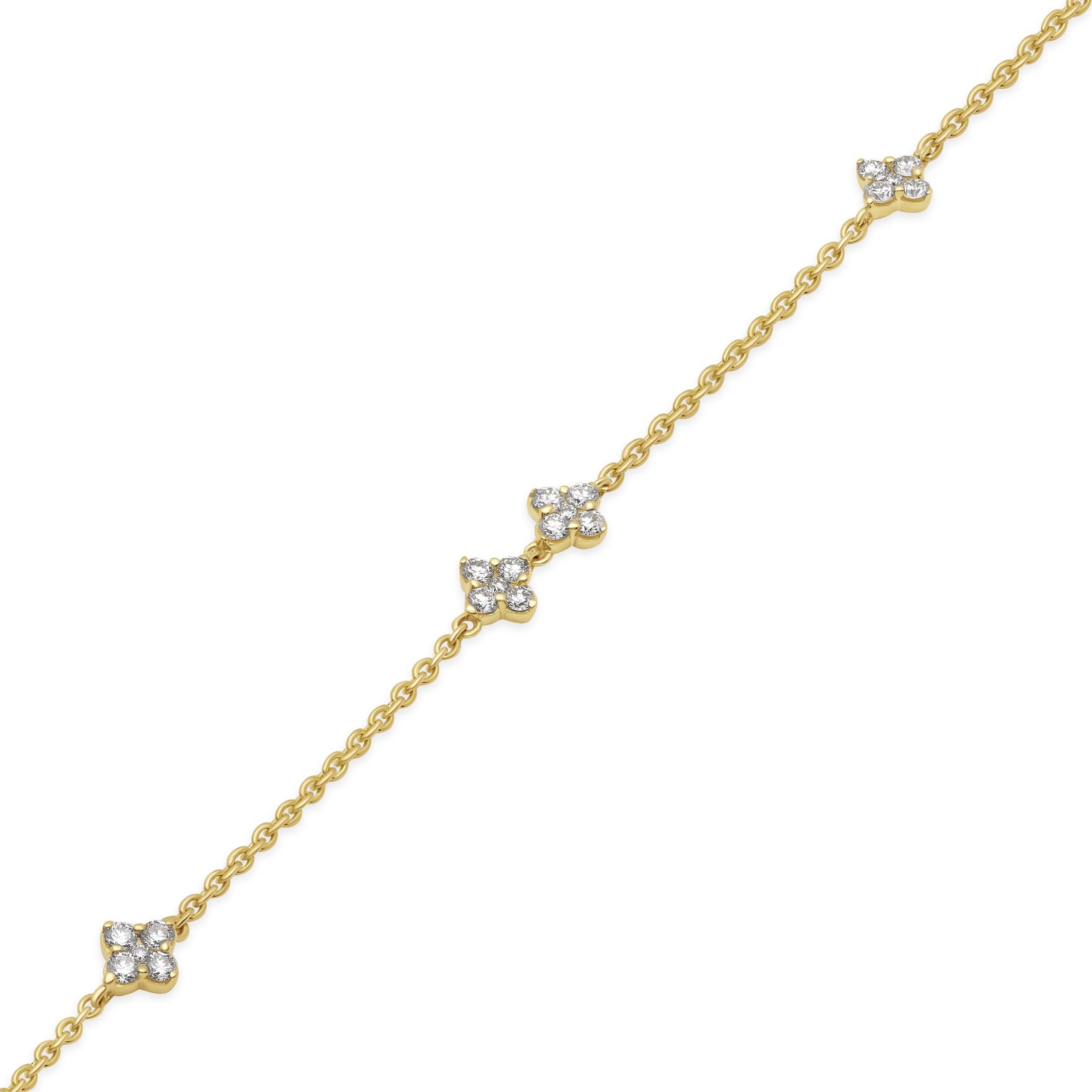 Contemporary Clover Diamond Hand Chain For Sale