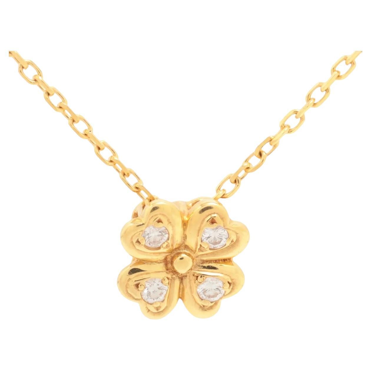 Collana con diamanti a forma di trifoglio in vendita