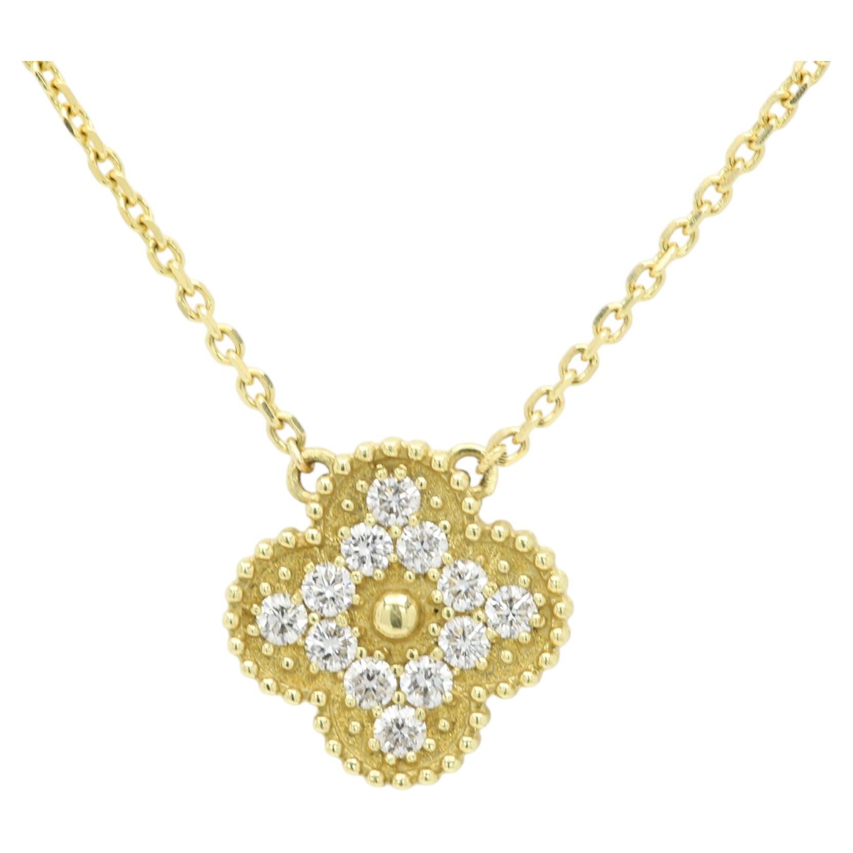Ciondolo con diamante a forma di trifoglio in oro massiccio 18k usato come nuovo Nature Diamond