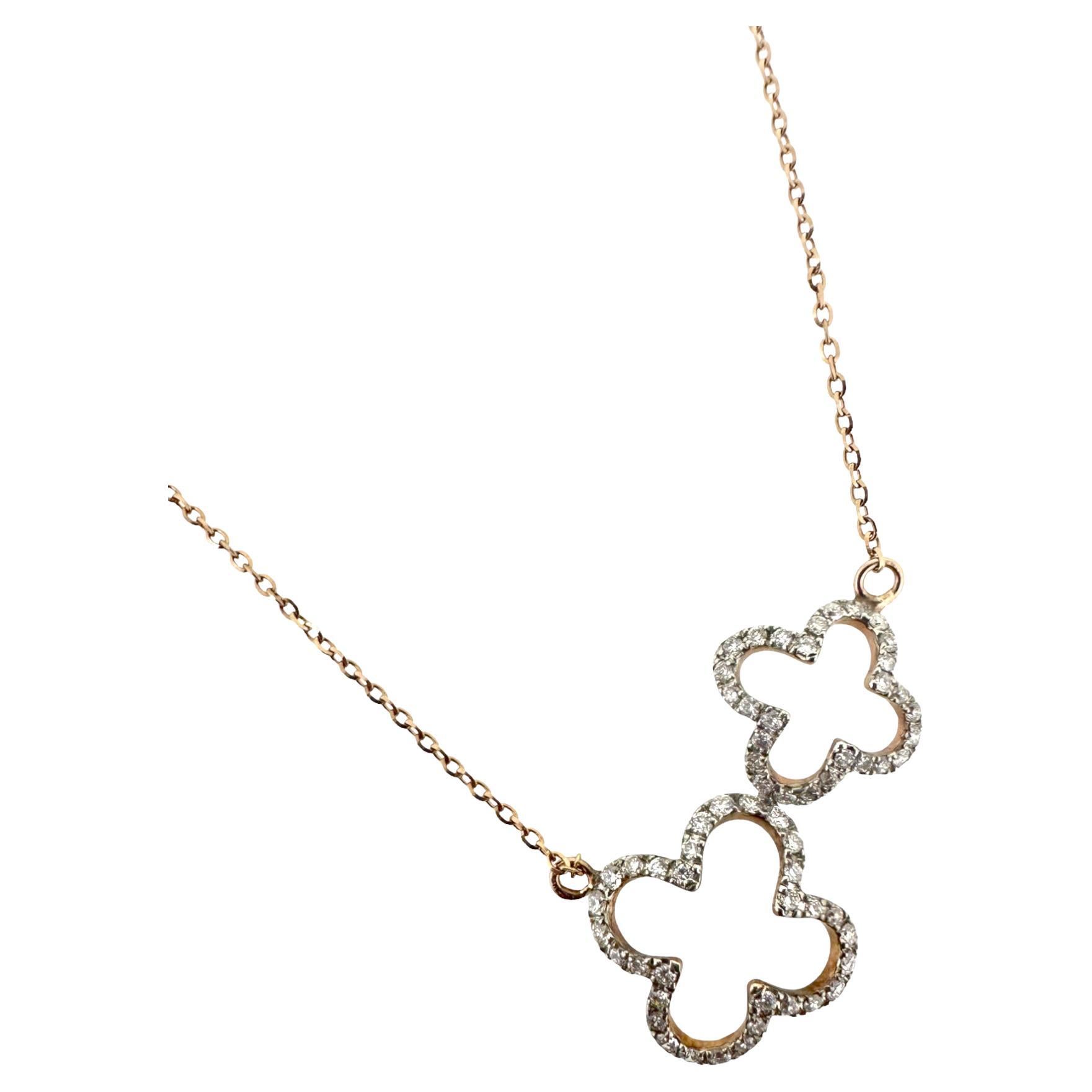 Clover Diamond Pendant in 18k Rose Gold for Timeless Elegance at 1stDibs