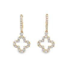 Clover Diamonds Earrings 1.17CT in 14K Yellow Gold