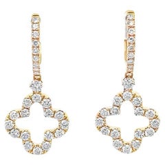 Clover Diamonds Earrings 1.17CT in 14K Yellow Gold